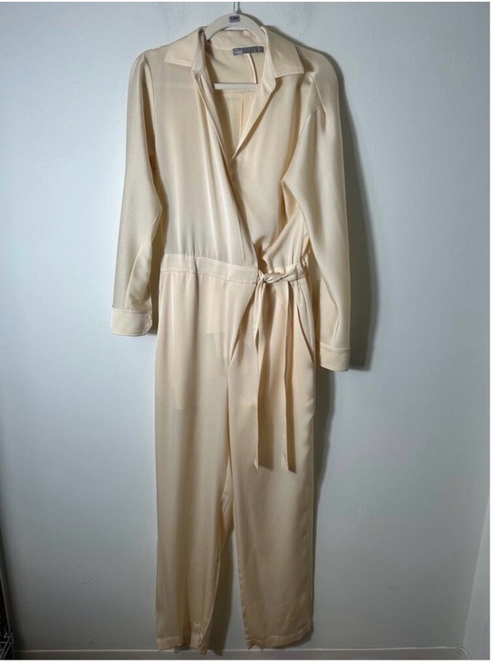 Vince Pants - Vince Cream Wrap Jumpsuit with Self-Tie Waist